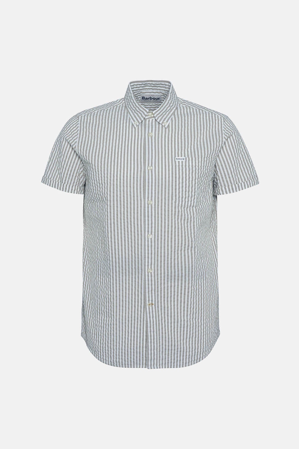 Cresswell Seersucker Regular Short-Sleeved Shirt - STONE