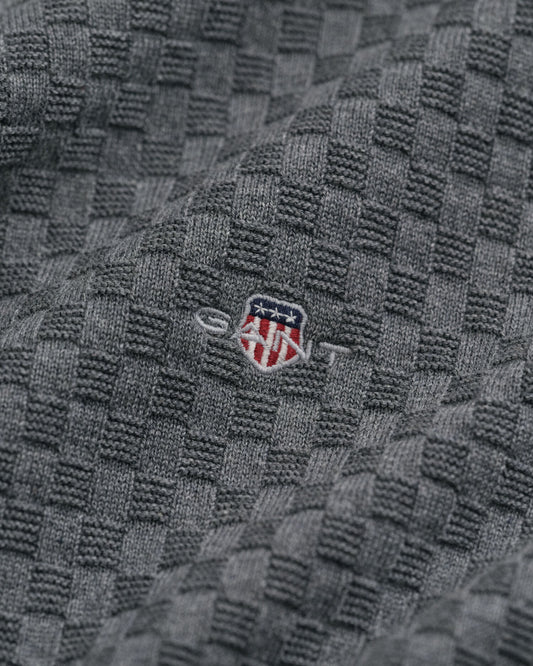 Micro Textured Crew Neck Sweater