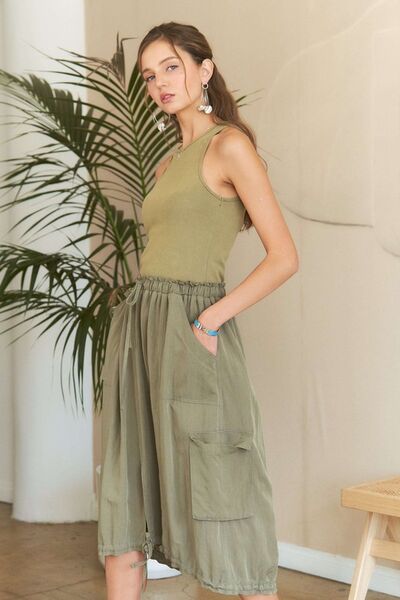 Robe lavée sans manches à cordon de serrage ADORA