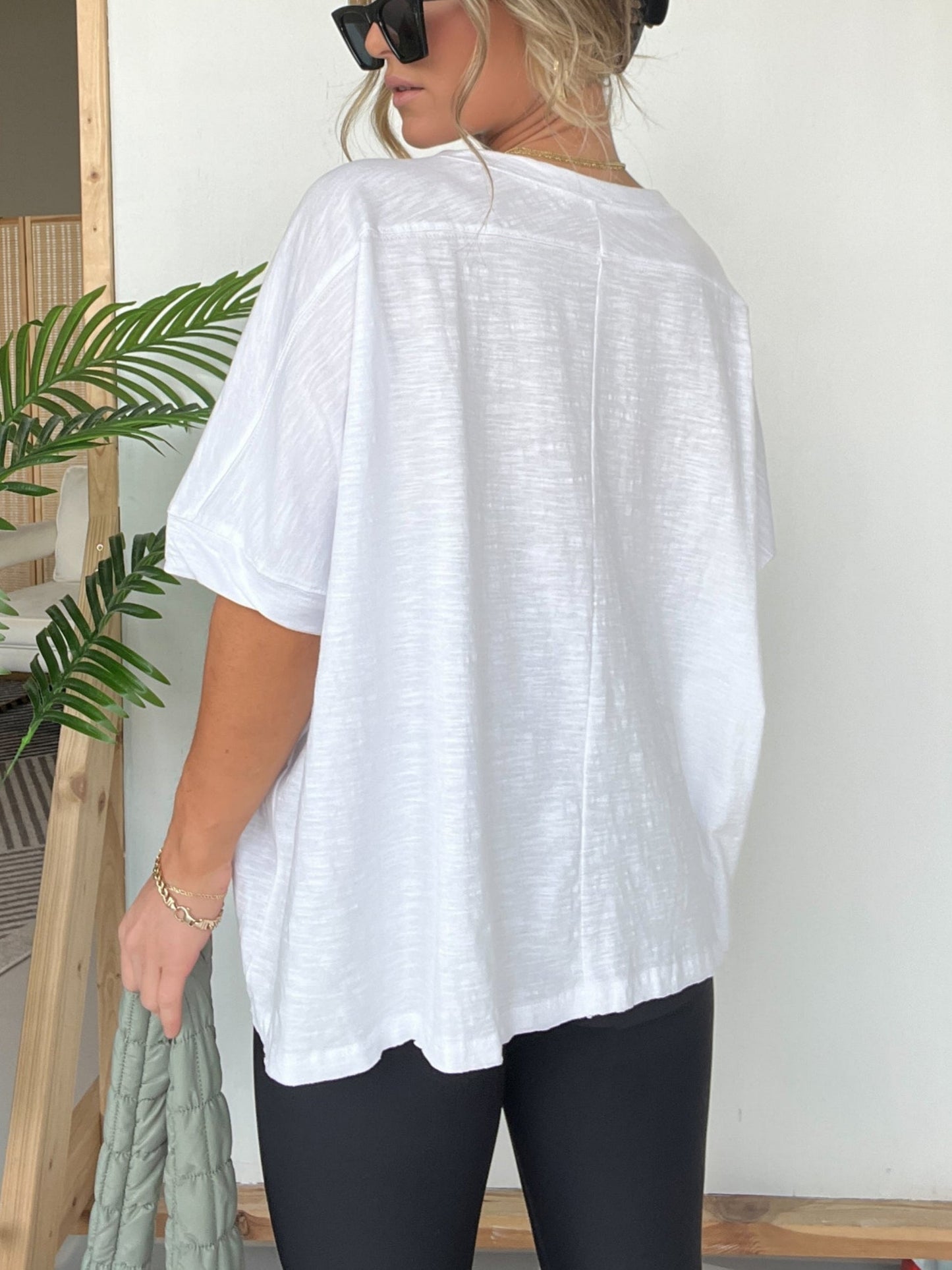 T-shirt oversize uni ample à col rond pour femme