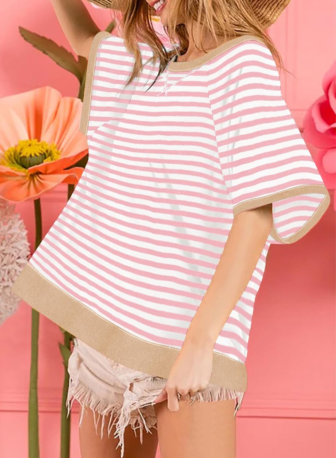 T-shirts surdimensionnés rayés pour femmes (3 achetés, livraison offerte)