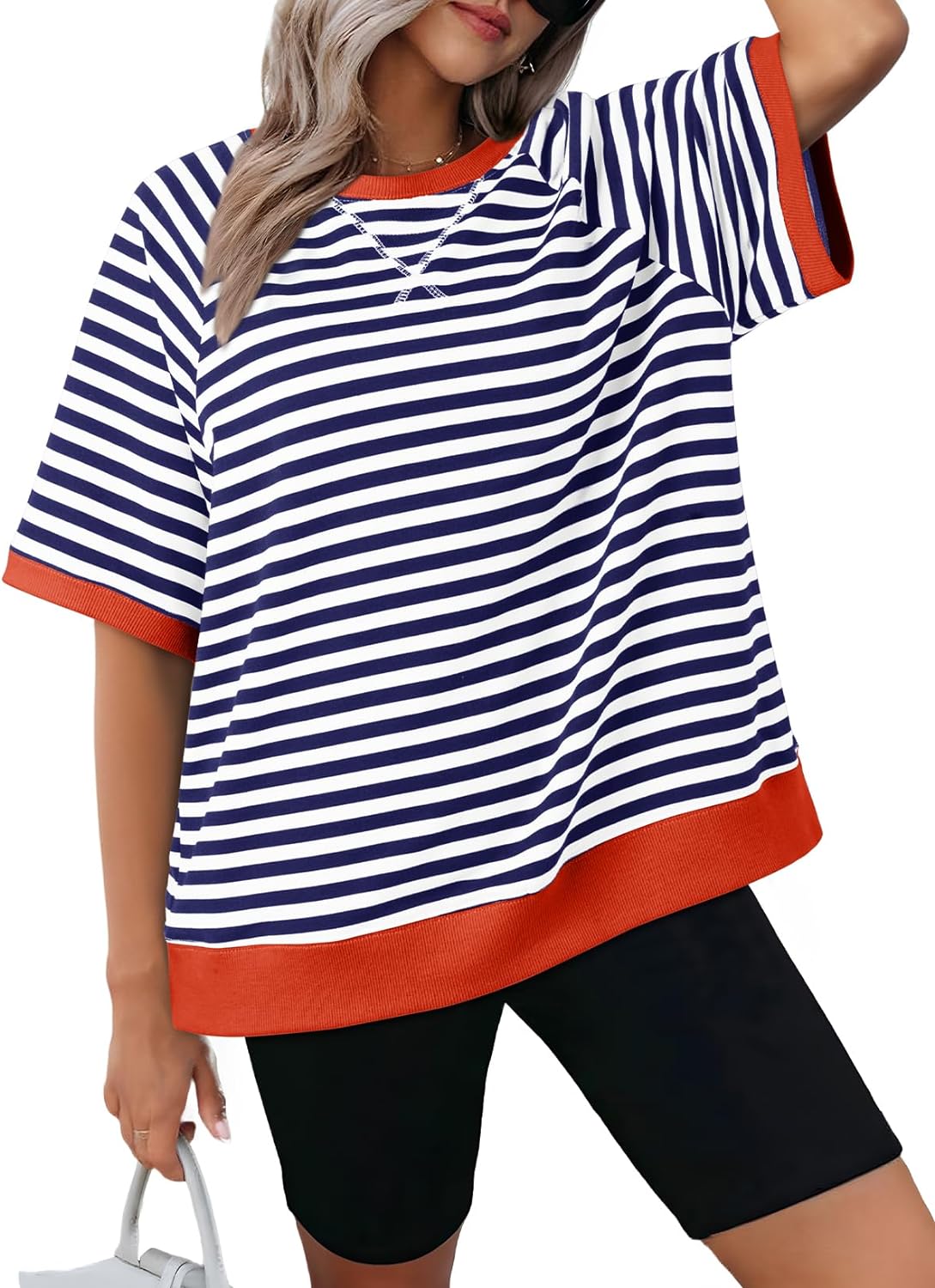T-shirts surdimensionnés rayés pour femmes (3 achetés, livraison offerte)