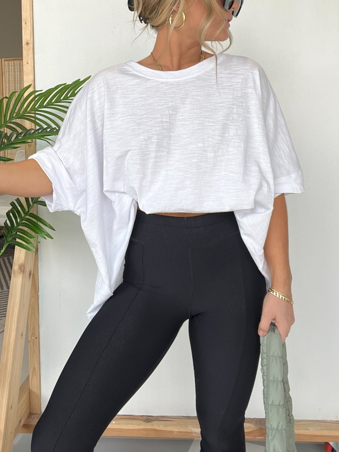T-shirt oversize uni ample à col rond pour femme