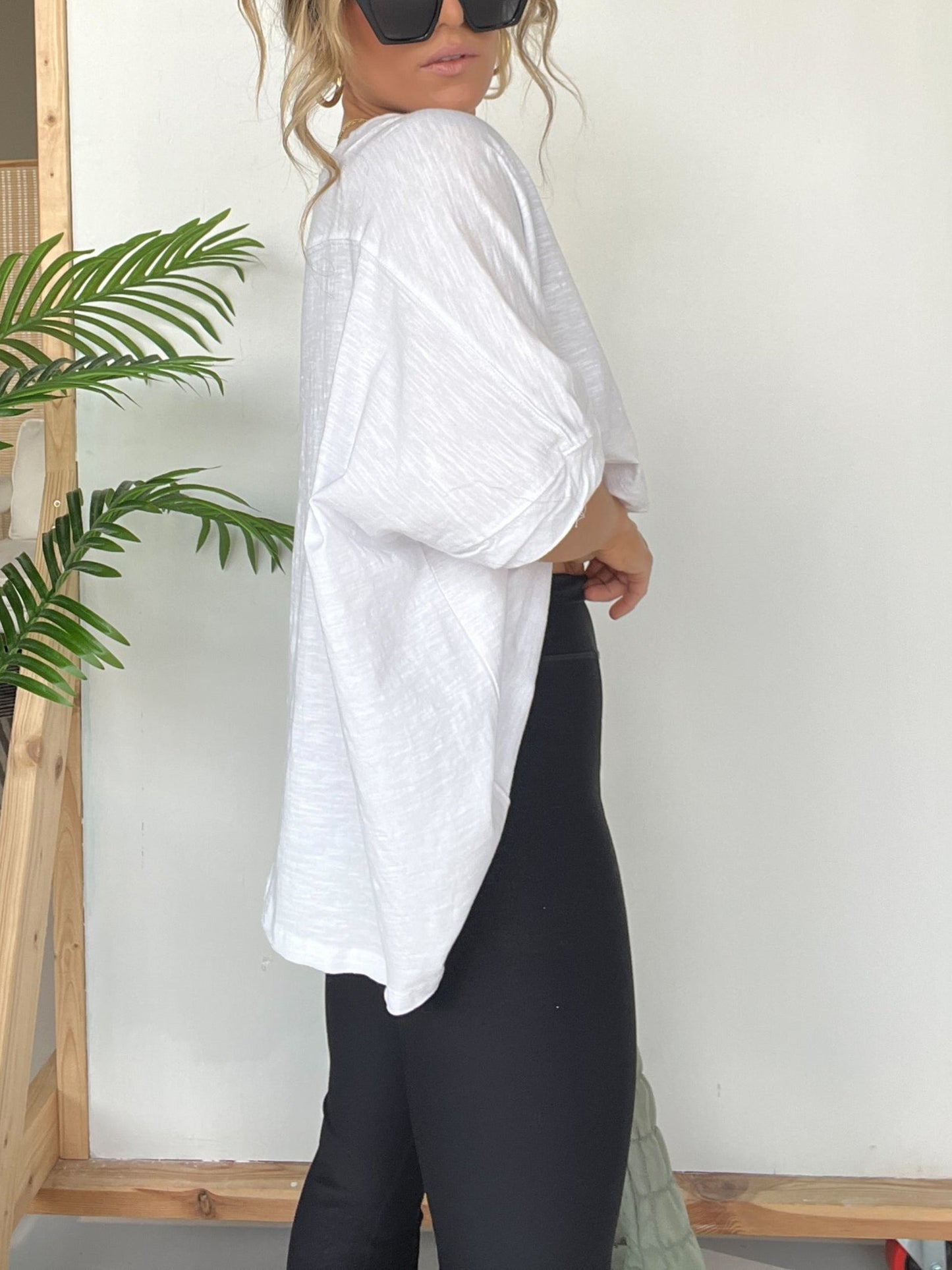 T-shirt oversize uni ample à col rond pour femme