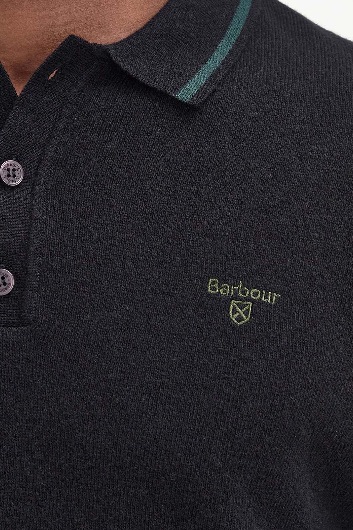 Nocton Knitted Long-Sleeved Polo Shirt - BLACK