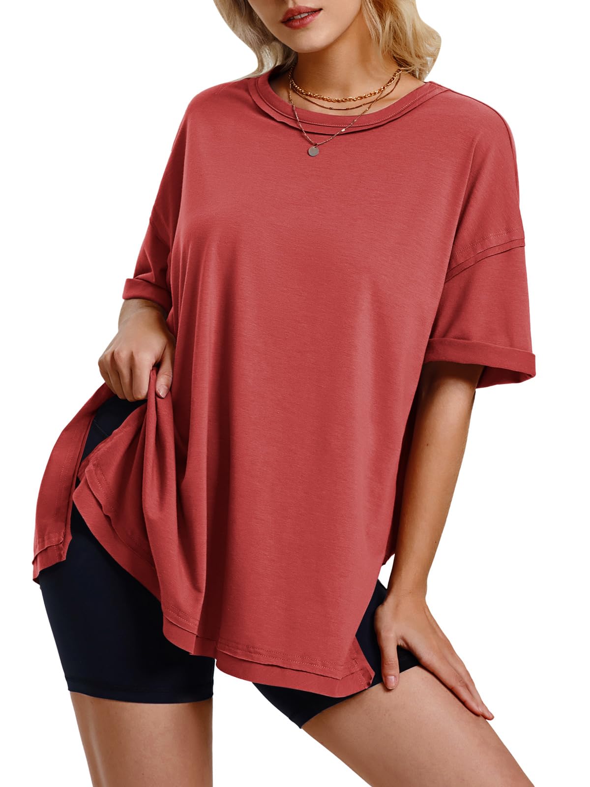 T-shirts surdimensionnés fendus sur les côtés pour femme