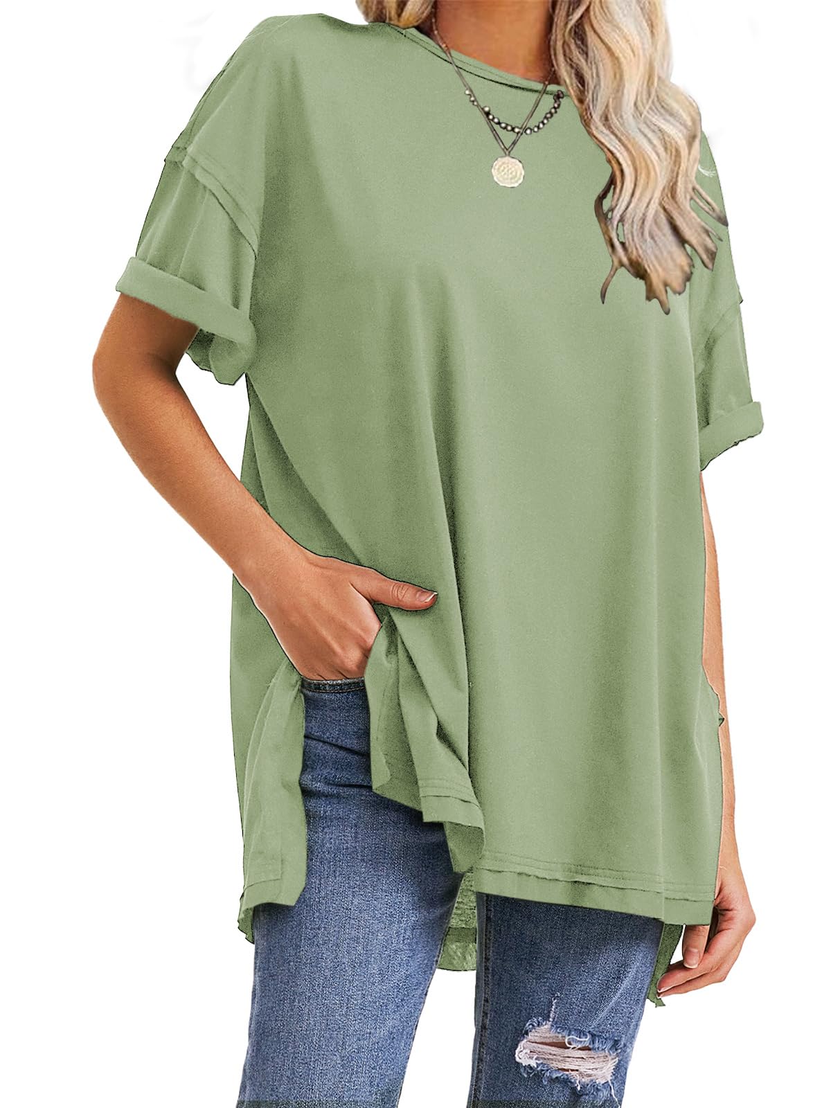 T-shirts surdimensionnés fendus sur les côtés pour femme