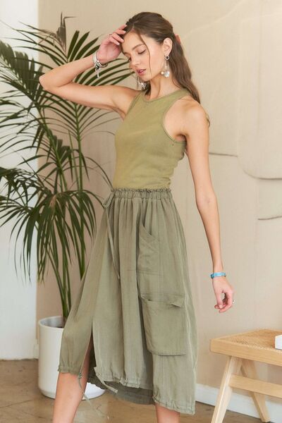Robe lavée sans manches à cordon de serrage ADORA