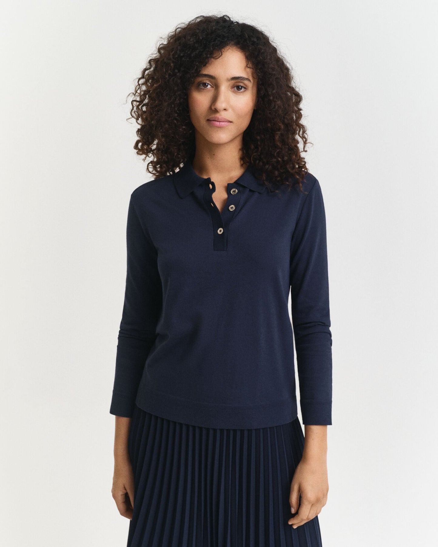 Seamless Buttoned Long Sleeve Polo Shirt